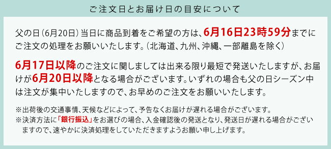 父の日ギフトお届け日目安